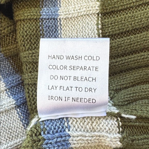 Le Lis green blue stripe stretch ribbed knit cropped long sleeve sweater small - Picture 14 of 14